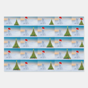 Feuille De Papier Cadeau Le renard arctique fête Noël