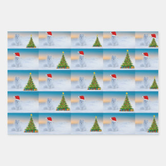 Feuille De Papier Cadeau Le renard arctique fête Noël