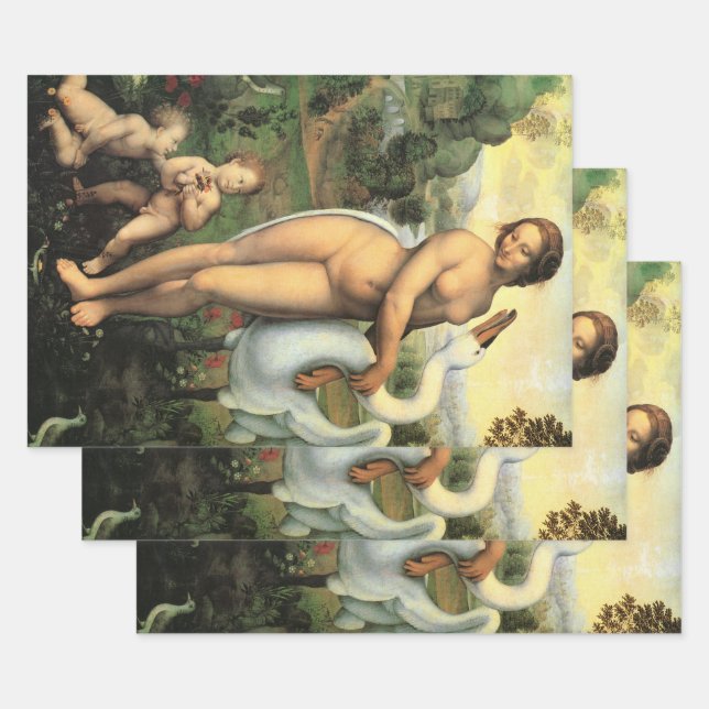 Feuille De Papier Cadeau Léda de Léonard de Vinci et le Cygne (Lot)