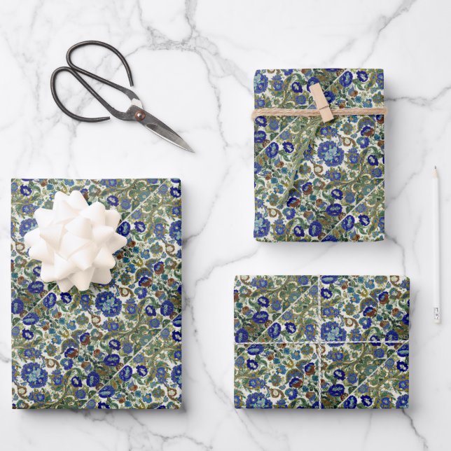 Feuille De Papier Cadeau Légendes à motifs floraux (Recto)
