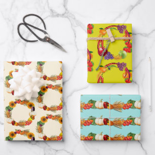 Feuille De Papier Cadeau Légumes et fruits