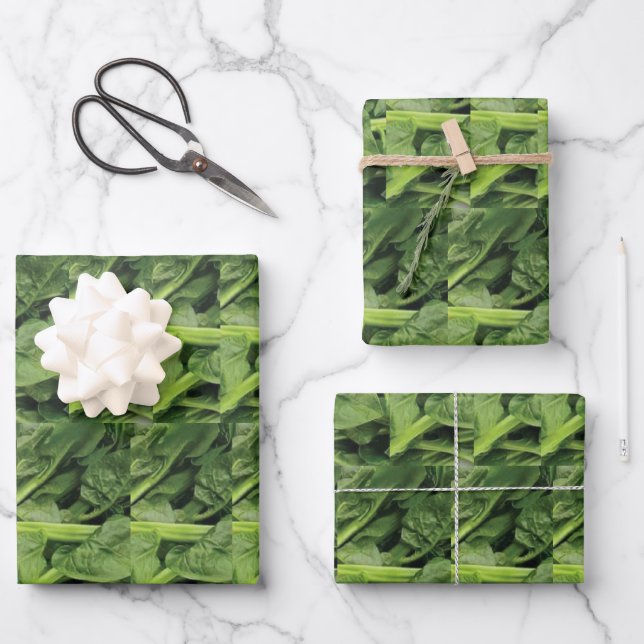 Feuille De Papier Cadeau Légumes feuillus verts (Recto)