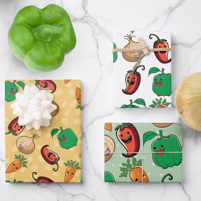 Feuille De Papier Cadeau Légumes souriants (Créateur téléchargé)