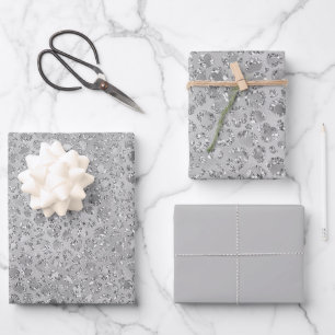 Feuille De Papier Cadeau Leopard argenté gris Meow Kitty Cat