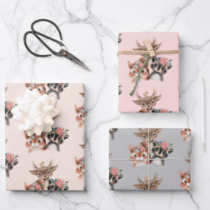 Feuille De Papier Cadeau Les animaux de forêt mignons