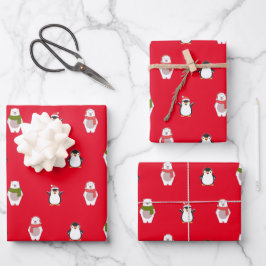 Feuille De Papier Cadeau Les animaux de Noël