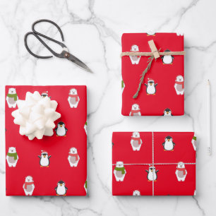 Feuille De Papier Cadeau Les animaux de Noël