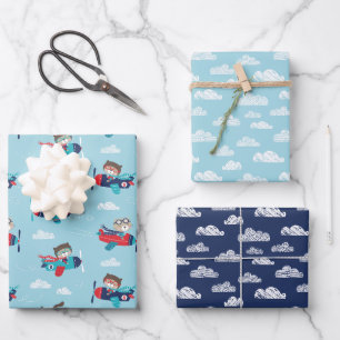 Feuille De Papier Cadeau Les animaux mignons dans les avions Envelopper le 