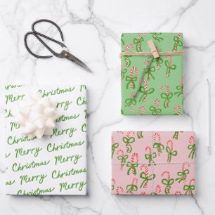 Feuille De Papier Cadeau Les beaux Sucres de canne de Noël Variété de Noël
