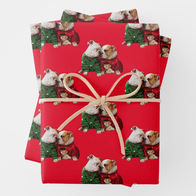 Feuille De Papier Cadeau Les chiens errants de Noël (En situation)