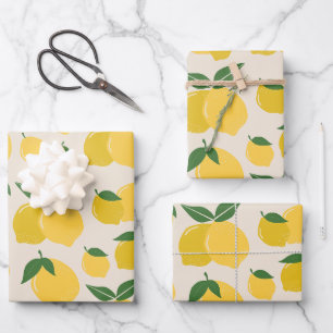 Feuille De Papier Cadeau Les Citrons 01 Retro Lemon Abstraits citrons