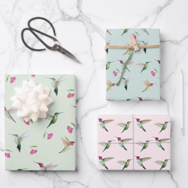Feuille De Papier Cadeau Les colibris d'Anna (Recto)