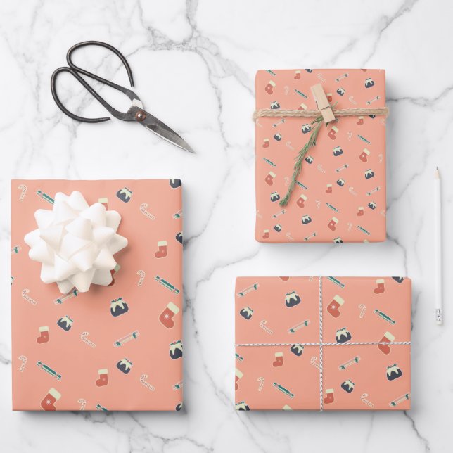 Feuille De Papier Cadeau Les délices de Noël, rétro doux (Recto)