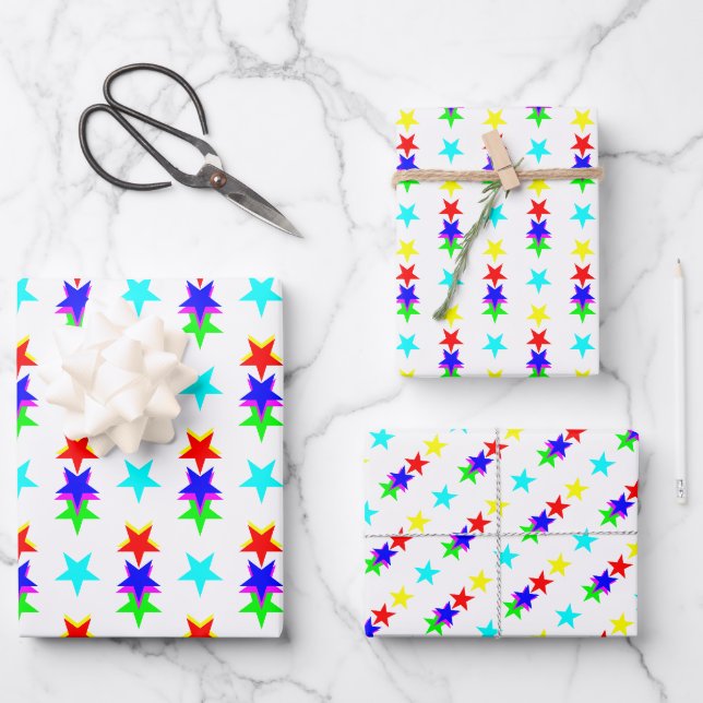 Feuille De Papier Cadeau Les Étoiles alignent (Recto)