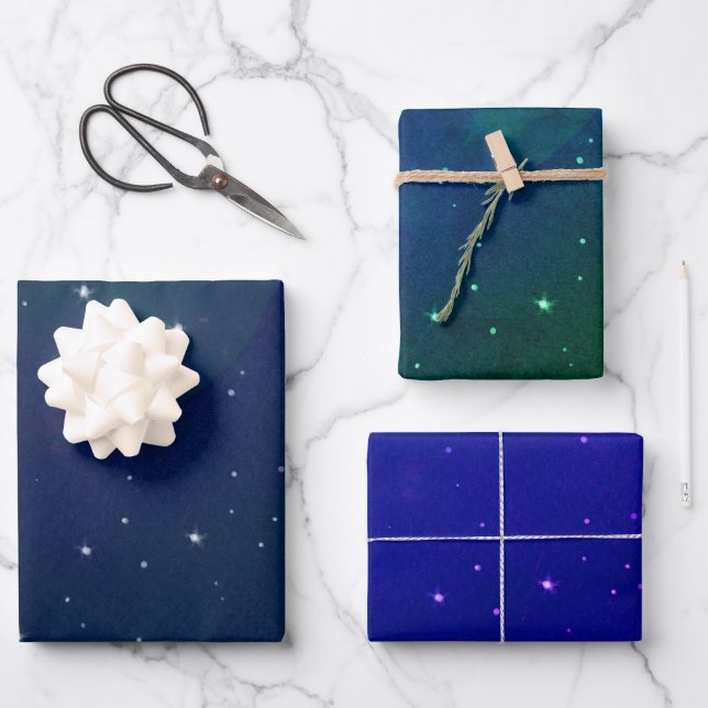 Feuille De Papier Cadeau Les étoiles brillent dans la nuit (Recto)