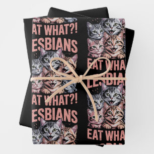 Feuille De Papier Cadeau Les lesbiennes mangent ce chat drôle Lesbienne LGB