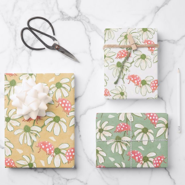 Feuille De Papier Cadeau Les marguerites de Ladybug (Recto)