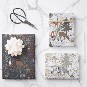 Feuille De Papier Cadeau Les mignons animaux en bois