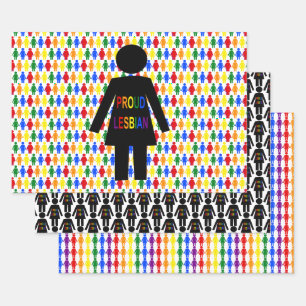 Feuille De Papier Cadeau Lesbienne LGBTQ Silhouette et Rainbow Ladies