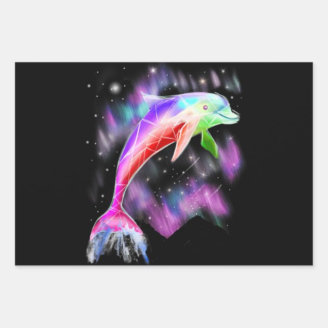 Feuille De Papier Cadeau l'espace coloré de galaxie océanique en arc-en-cie (Devant)
