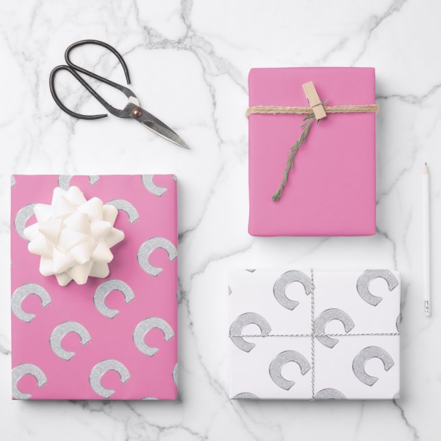 FEUILLE DE PAPIER CADEAU LETTRE ESPÈCE ROSE C (Recto)