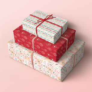 Feuille De Papier Cadeau Lettres adorables à Père Noël Motifs de Noël
