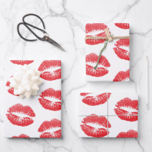 Feuille De Papier Cadeau Lèvres Rouges, Motif De Lèvres, Rouge À Lèvres, Ba