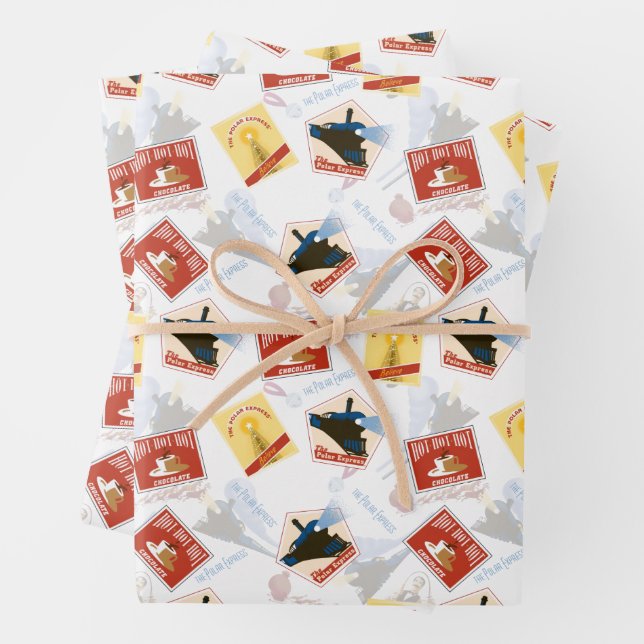 Feuille De Papier Cadeau L'Express polaire | Motif d'autocollant rétro (En situation)