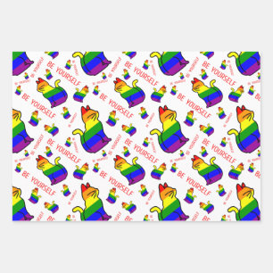 Feuille De Papier Cadeau LGBTQ+ Pride Chat - Soyez vous-même