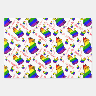 Feuille De Papier Cadeau LGBTQ+ Pride Chat - Soyez vous-même