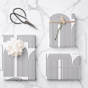 Feuille De Papier Cadeau Lignes d'arc minimalistes modernes du milieu du si