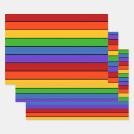 Feuille De Papier Cadeau Lignes de bandes arc-en-ciel