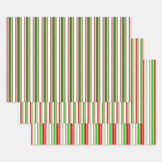 Feuille De Papier Cadeau Lignes de Noël de couleur verte, blanche, rouge