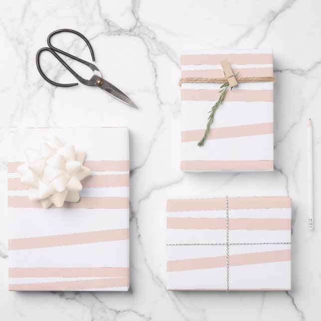 Feuille De Papier Cadeau Lignes rose vif modernes Art Abstrait (Recto)