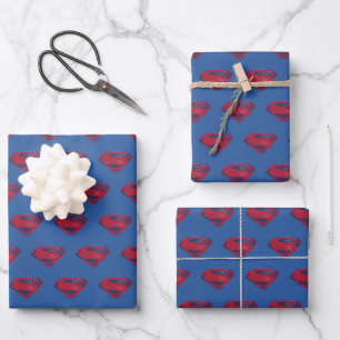 Feuille De Papier Cadeau Ligue de Justice   Symbole Superman brosse et demi