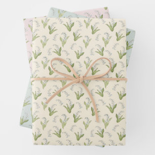 Feuille De Papier Cadeau Lily de la vallée dessinée à la main rose pâle pri