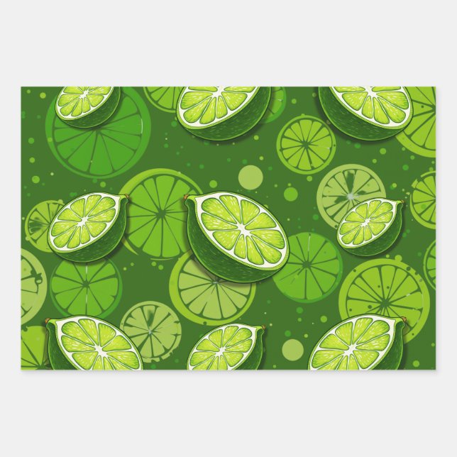 Feuille De Papier Cadeau Limites dans trois verts différents (Devant)