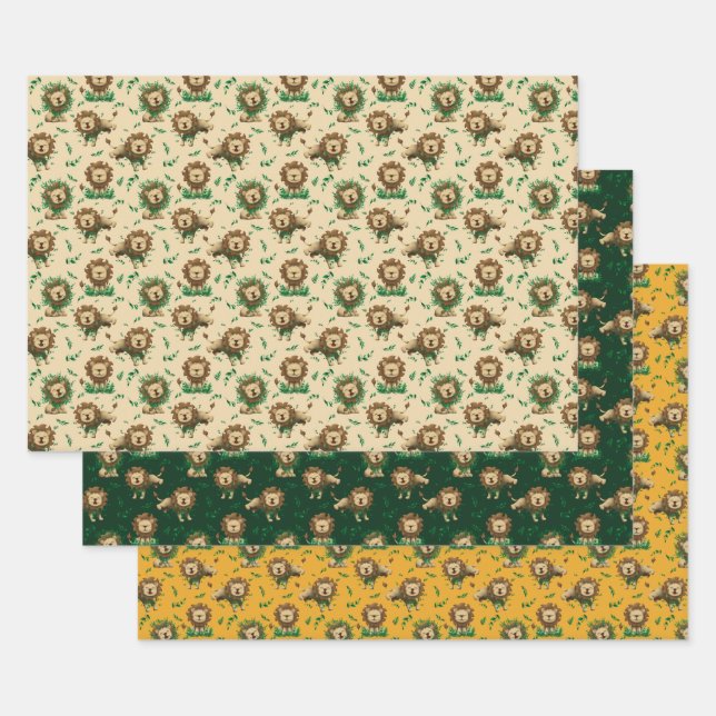 Feuille De Papier Cadeau Lion (Lot)