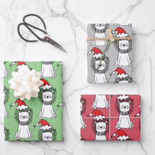 Feuille De Papier Cadeau Lions de Noël lunatique