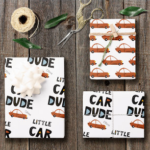 Feuille De Papier Cadeau Little Car Dude Prénom Garçon Anniversaire
