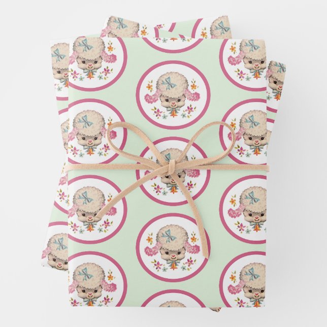 Feuille De Papier Cadeau Little Lamb Retro (En situation)