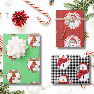 Feuille De Papier Cadeau Livraison Spéciale De Père Noël Snowman Pôle Nord