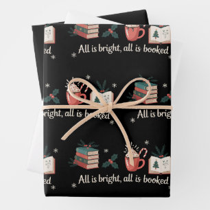 Feuille De Papier Cadeau Livres de Noël Amateur de Livres Lecteurs Fête Pro