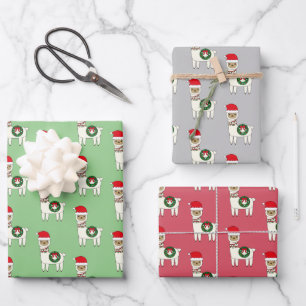 Feuille De Papier Cadeau Llamas de Noël Whimsical