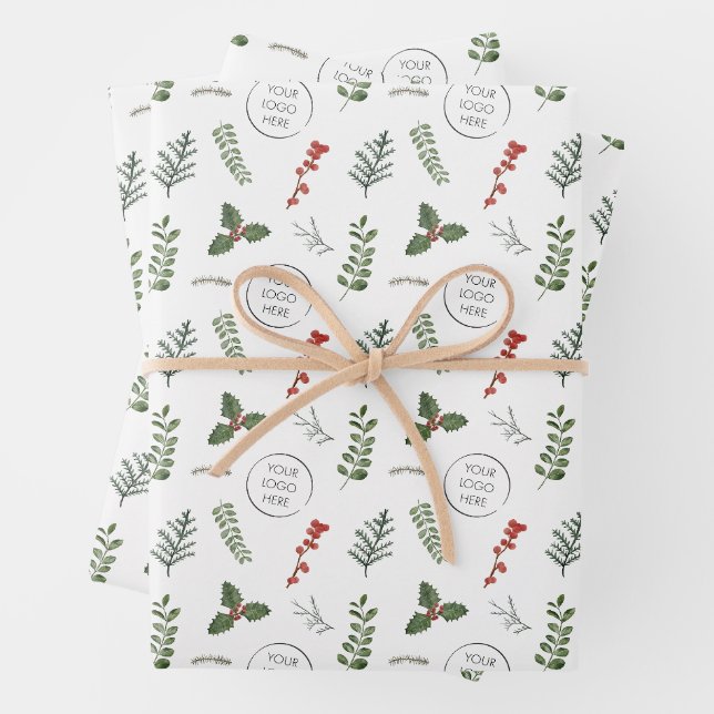 Feuille De Papier Cadeau Logo de Noël Petite entreprise Promotions (En situation)