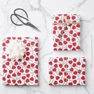 Feuille De Papier Cadeau Lollipops rouges, Lollipops cardiaques, Motif Loll