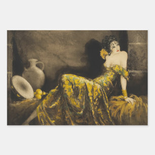 Feuille De Papier Cadeau Louis Icart Découpage des années 1940