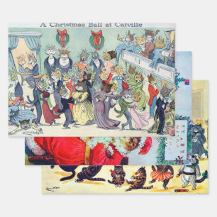 Feuille De Papier Cadeau Louis Wain, Noël Noël Noël Noel