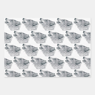 Feuille De Papier Cadeau Loup hurlant