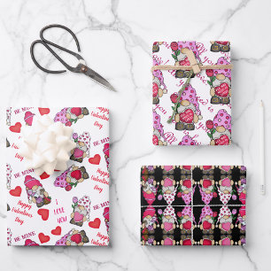 Feuille De Papier Cadeau Lovable Valentine Gnomes